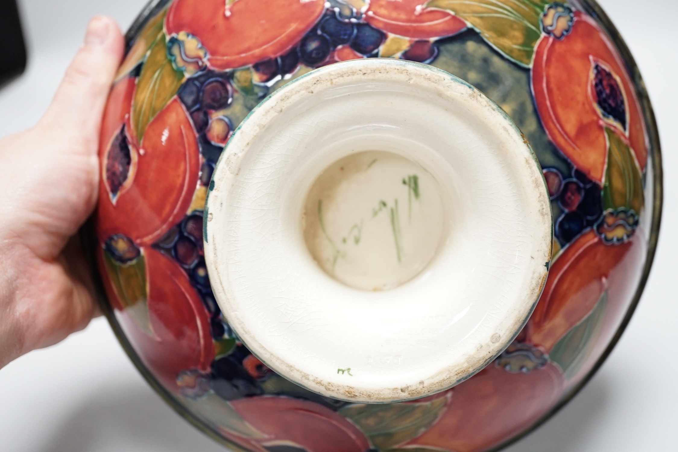 A Moorcroft Pomegranate pedestal bowl, 1920s, 23.5cm diameter